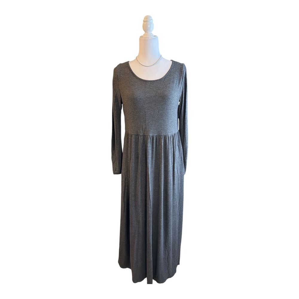 Soft Surroundings Maxi Dress Women's S Grey Modest Long Sleeve Tradwife